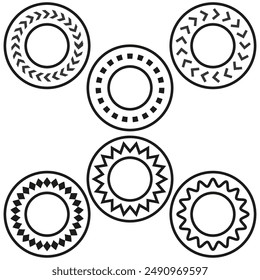 Geometric circle patterns. Vector design. Decorative round shapes. Abstract elements.