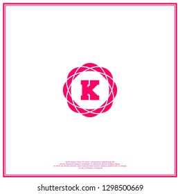 geometric circle pink K logo letter fashion vintage design concept