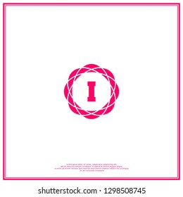 geometric circle pink I logo letter fashion vintage design concept