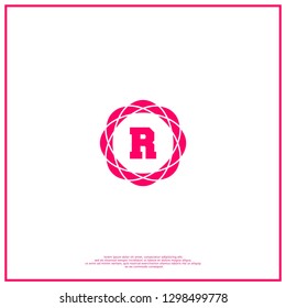 geometric circle pink R logo letter fashion vintage design concept