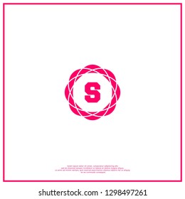 geometric circle pink S logo letter fashion vintage design concept