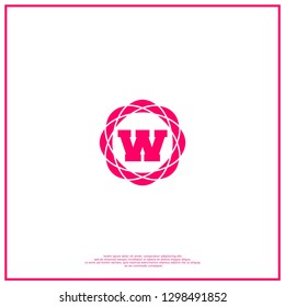 geometric circle pink W logo letter fashion vintage design concept