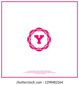geometric circle pink Y logo letter fashion vintage design concept