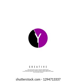 geometric circle purple and black Y logo letter design concept