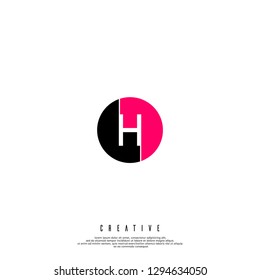 geometric circle red and black H logo letter design concept