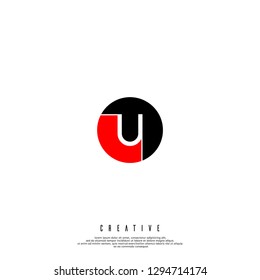 geometric circle red and black U logo letter design concept