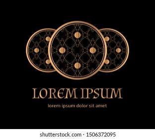 Geometric circle royal pattern vector logo. Luxury symbol emblem. Abstract outline design for beauty spa salon, yoga studio, wedding party invitation, monogram card.