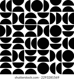 Geometric circle shape black colored bauhaus style swiss banner pattern.
