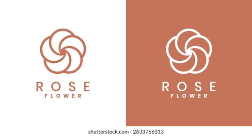 Geometric circle shape rose flower logo design