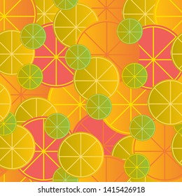 Geometric circle shape seamless pattern in citrus color and form