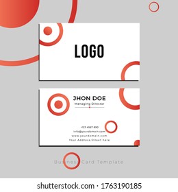 Geometric Circle shape  white minimal Business card design template. Minimalistic modern design.Branding,Stationary. 