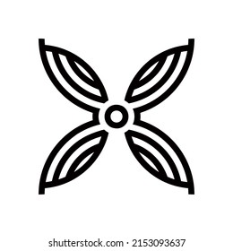 Diseño del logotipo en forma de círculo geométrico. Icono de vector de flor redondo blanco sobre fondo negro. Elemento de diseño de logotipo de marca para el estilo corporativo