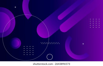 Formas geométricas circulares y líneas diagonales redondeadas sobre un fondo degradado azul y rosa. Líneas Abstractas. Ilustración vectorial eps10. Concepto futurista. Perfecto para moderno. 