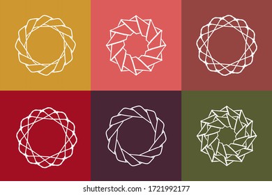 Formas de círculo geométrico. Borde de marco. Formularios lineales sobre un conjunto de colores de moda. Ilustración vectorial. 