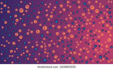 Geometric Circle and Square Pattern on Gradient Background in Pink and Purple Modern Abstract Style