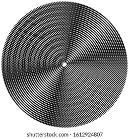 geometric circle of squares, rectangles. angular spiral,vortex abstract geometry design element. concentric squares half tone pattern. circular halftone.radial circles, rings design