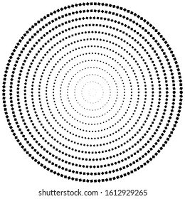 geometric circle of squares, rectangles. angular spiral,vortex abstract geometry design element. concentric squares half tone pattern. circular halftone.radial circles, rings design