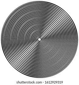 geometric circle of squares, rectangles. angular spiral,vortex abstract geometry design element. concentric squares half tone pattern. circular halftone.radial circles, rings design