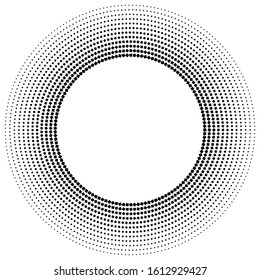 geometric circle of squares, rectangles. angular spiral,vortex abstract geometry design element. concentric squares half tone pattern. circular halftone.radial circles, rings design