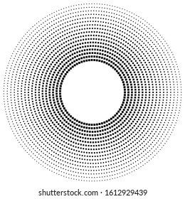 geometric circle of squares, rectangles. angular spiral,vortex abstract geometry design element. concentric squares half tone pattern. circular halftone.radial circles, rings design