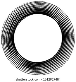 geometric circle of squares, rectangles. angular spiral,vortex abstract geometry design element. concentric squares half tone pattern. circular halftone.radial circles, rings design