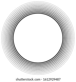 geometric circle of squares, rectangles. angular spiral,vortex abstract geometry design element. concentric squares half tone pattern. circular halftone.radial circles, rings design