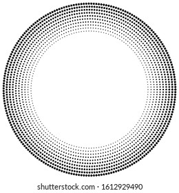 geometric circle of squares, rectangles. angular spiral,vortex abstract geometry design element. concentric squares half tone pattern. circular halftone.radial circles, rings design