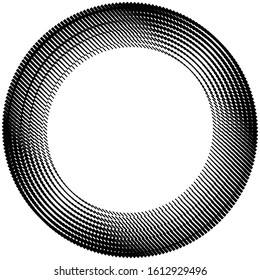 geometric circle of squares, rectangles. angular spiral,vortex abstract geometry design element. concentric squares half tone pattern. circular halftone.radial circles, rings design