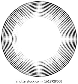 geometric circle of squares, rectangles. angular spiral,vortex abstract geometry design element. concentric squares half tone pattern. circular halftone.radial circles, rings design