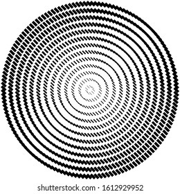 geometric circle of squares, rectangles. angular spiral,vortex abstract geometry design element. concentric squares half tone pattern. circular halftone.radial circles, rings design