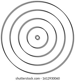 geometric circle of squares, rectangles. angular spiral,vortex abstract geometry design element. concentric squares half tone pattern. circular halftone.radial circles, rings design