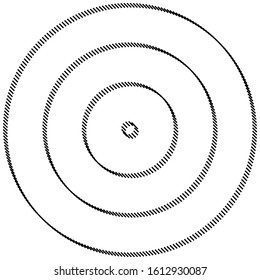 geometric circle of squares, rectangles. angular spiral,vortex abstract geometry design element. concentric squares half tone pattern. circular halftone.radial circles, rings design