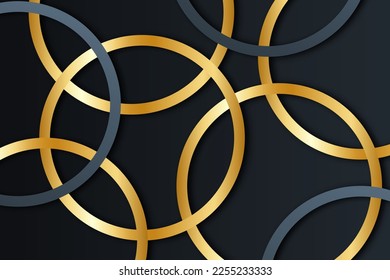 geometric circle stripes lines background with dark black and gold vector illustration