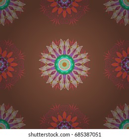 Geometric circle vector element. Tribal, Boho, Bohemian style. Ornament colored card with mandala. Kaleidoscope, medallion, yoga, india, arabic.