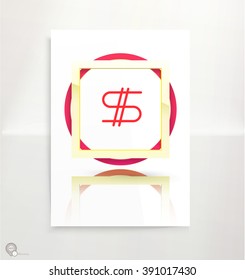 Geometric Circles Golden and Red Frames Composition on an A4 Paper Mock Up  for Your Placeholder