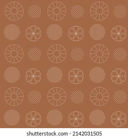 Geometric circles seamless pattern. Abstract boho with striped elements. Bohemian style for clothing, textile and background. Vector stock illustration