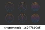 Geometric circles shapes, abstract art vector deco frames. Hipster trendy line style 1920 design. Luxury cover graphic poster brochure design. Elegant signs and icons. Mystery tribal illustration art