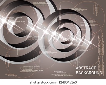 Geometric circles sparkle on the background. 3D vector illustration . Modern geometric background. Abstract composition. Glossy three-dimensional  geometric circles in space.