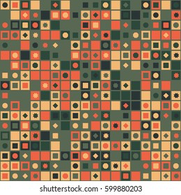 geometric circles and squares seamless pattern design
