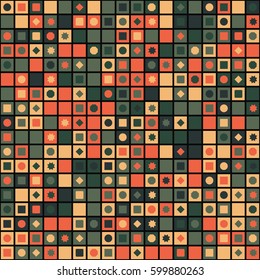 geometric circles and squares seamless pattern design