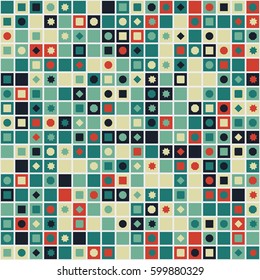 geometric circles and squares seamless pattern design