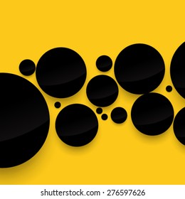 Geometric Circles Yellow and Black Background