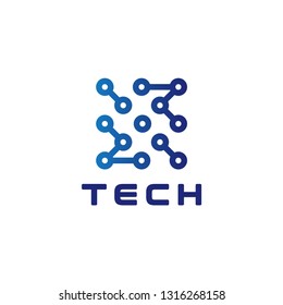 Geometric circuit board chip logo design. Vector eps 10. 3d style