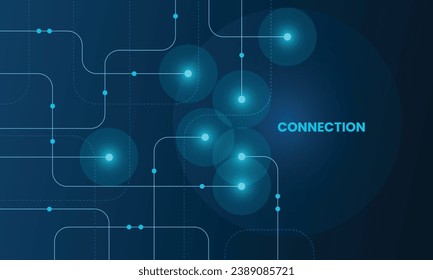 Geometric Circuit connect lines and dots, Network technology and Connection concept. Simple technology graphic background. Vector Illustration.