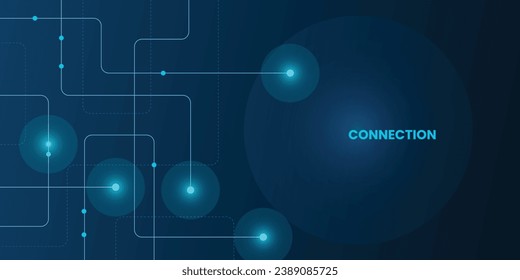 Geometrische Verbindungslinien und -punkte, Netztechnologie und Verbindungskonzept. Einfache Technologie, grafischer Hintergrund. Vektorgrafik.