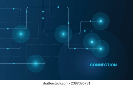 Geometric Circuit connect lines and dots, Network technology and Connection concept. Simple technology graphic background. Vector Illustration.