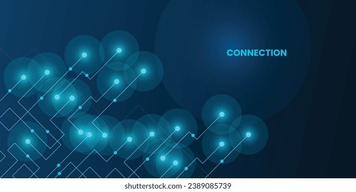 Geometric Circuit connect lines and dots, Network technology and Connection concept. Simple technology graphic background. Vector Illustration.