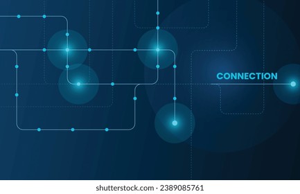 Geometric Circuit connect lines and dots, Network technology and Connection concept. Simple technology graphic background. Vector Illustration.