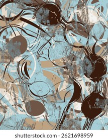Geometric circular brush stroke grunge style carpet design