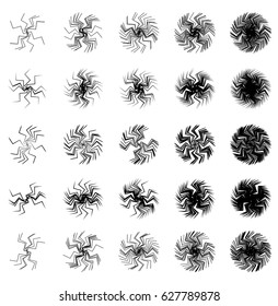Geometric circular element. Grungy, sketchy splatter-like circle shape(s)